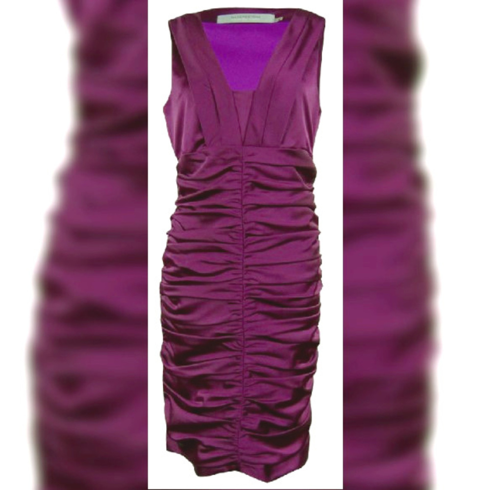 Marc New York Women Purple Satin Ruched Dress Sz 0